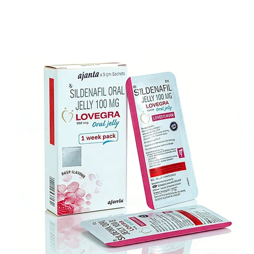 Lovegra Oral Jelly 100mg 單包果凍細節圖 女用果凍威而鋼 Lovegra Oral Jelly 100mg 外盒與單包果凍