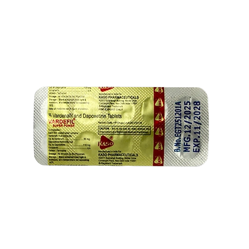 超級雙效樂威壯 K金 Vardefil Super Power 160mg 鋁箔藥板背面