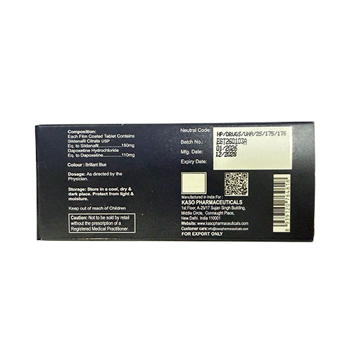 超級雙效威而鋼 Sildagra Force 260mg 外盒背面資訊