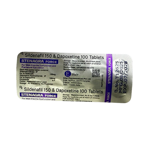 超級雙效威而鋼紫鑽 Stenagra Force 250mg 鋁箔藥板背面