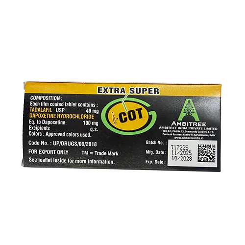 雙效犀利士紅魔 EXTRA SUPER I COT 140mg 外盒背面資訊