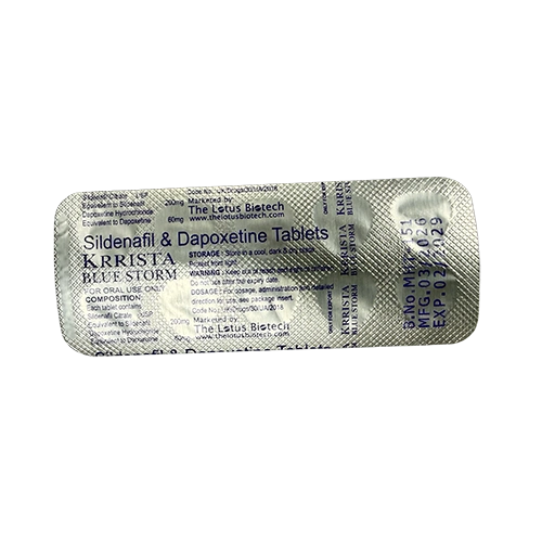 超級雙效威而鋼藍色風暴 Krrista Blue Storm 260mg 鋁箔藥板背面