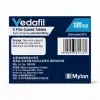 威達挺 Vedafil 100mg 藥盒背面，含用法提示、條碼、製造資訊與 Mylan 標示