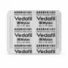 威達挺 Vedafil 100mg 鋁箔藥板背面，印有 Vedafil、Mylan 與 sildenafil 100mg 資訊