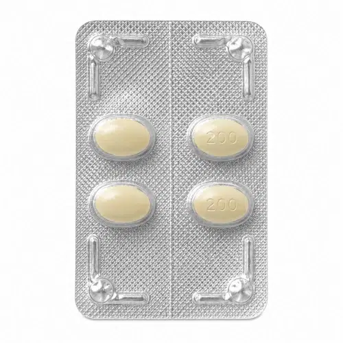 賽倍達 Spedra 200mg 鋁箔藥板正面，銀色藥板與米黃色橢圓藥錠展示